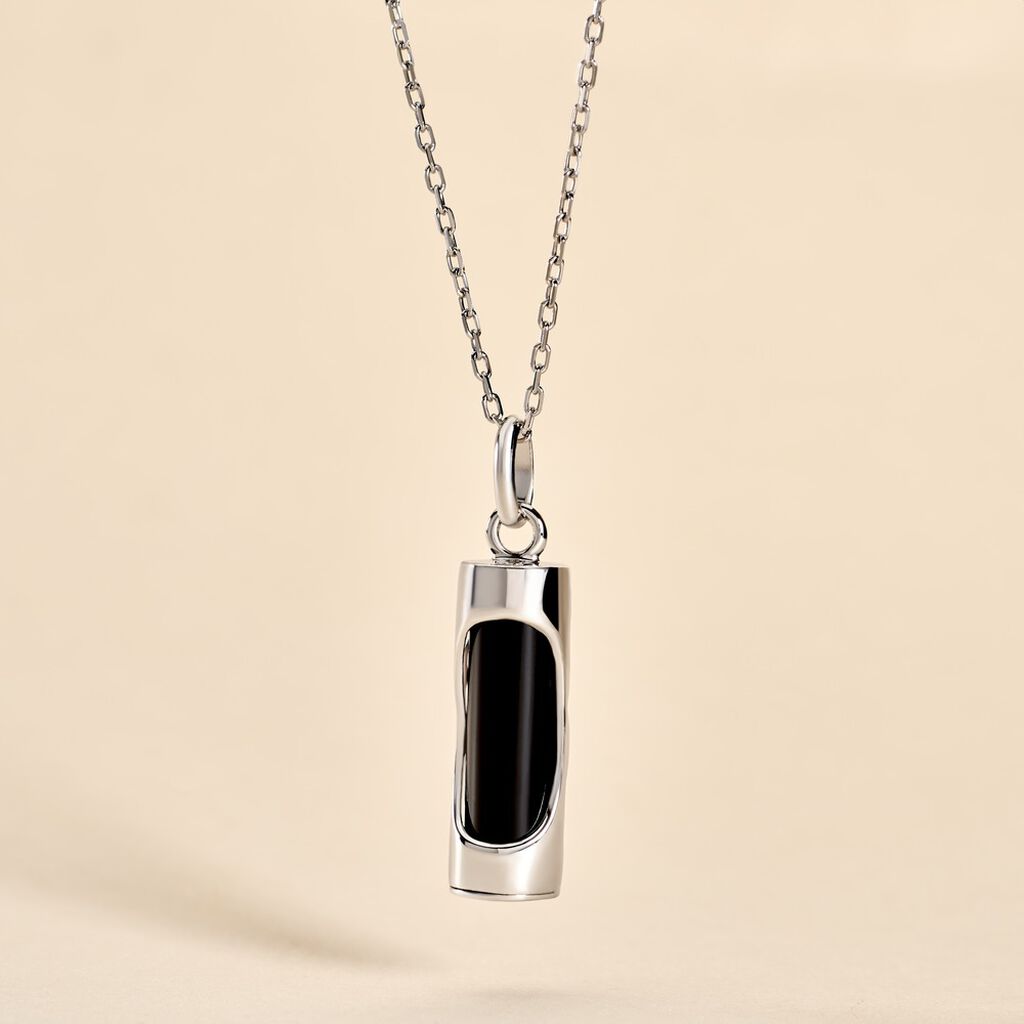 Pendentif Tiki Argent Blanc Onyx - Pendentifs Famille | Histoire d&rsquo;Or