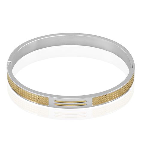 Bracelet Jonc Fermé Acier Blanc Et Plaqué Or Apollo - Bracelets joncs Homme | Histoire d’Or