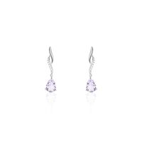 Boucles D'oreilles Pendantes Assaf Or Blanc Amethyste Et Oxyde