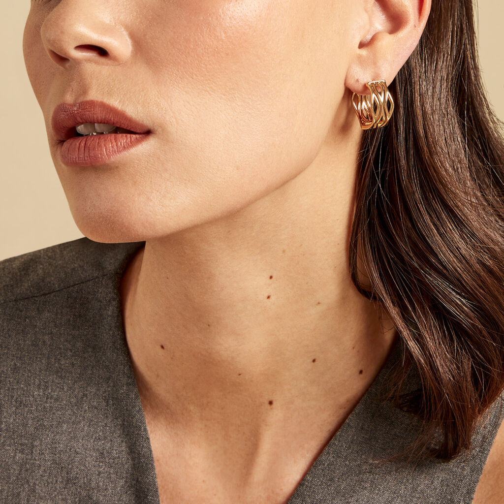 Créoles Iza Plaque Or Jaune - Boucles d'oreilles créoles Femme | Histoire d’Or