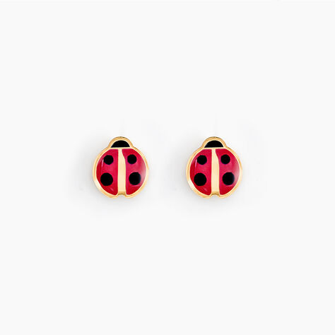Boucles D'oreilles Puces Lea Coccinelle Or Jaune - Clous d'oreilles Enfant | Histoire d&rsquo;Or