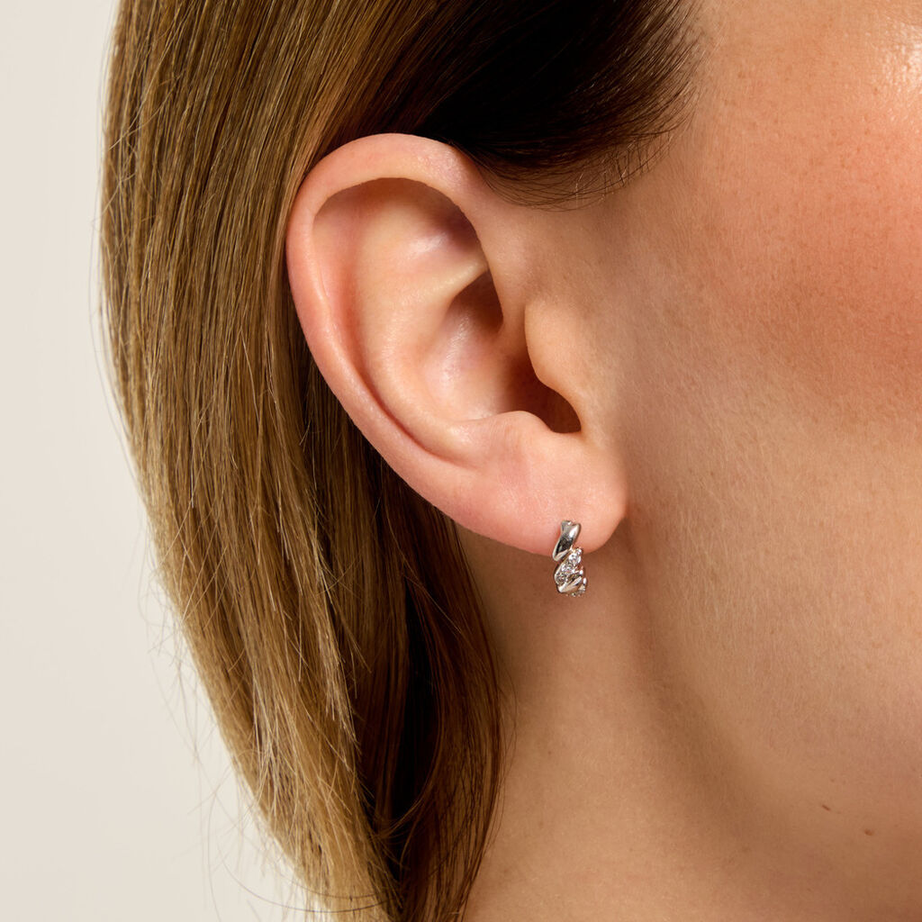 Cr&eacute;oles Fulk Argent Blanc Oxyde De Zirconium - Boucles d'oreilles cr&eacute;oles Femme | Histoire d&rsquo;Or