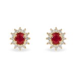 Boucles D'oreilles Puces Vladimir Or Jaune Diamant Et Rubis - Clous d'oreilles Femme | Histoire d&rsquo;Or