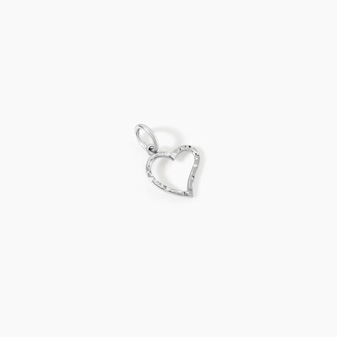 Pendentif Heck Coeur Strie Or Blanc - F&ecirc;te des m&egrave;res Femme | Histoire d&rsquo;Or
