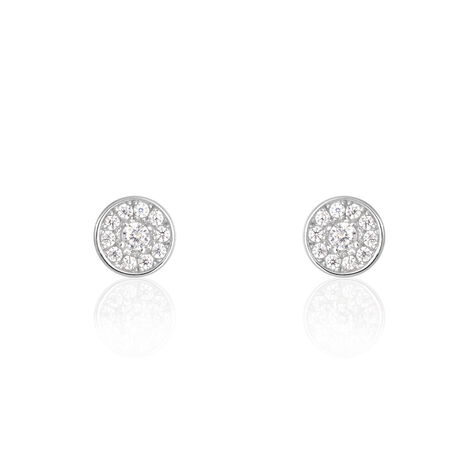 Boucles D'oreilles Puces Auxana Argent Blanc Oxyde De Zirconium - Boucles d'oreilles fantaisie Femme | Histoire d’Or