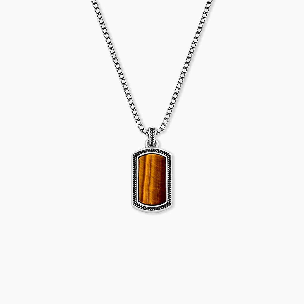 Collier Exode Acier Blanc Oeil De Tigre - F&ecirc;te des p&egrave;res Homme | Histoire d&rsquo;Or