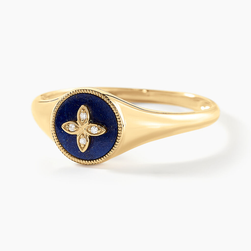 Bague Talisman Or Jaune Lapis Lazuli Diamant - Bagues avec pierre Femme | Histoire d’Or