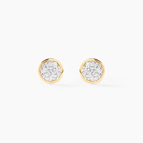 Boucles D'oreilles Puces Lane Or Jaune Strass - Clous d'oreilles Enfant | Histoire d&rsquo;Or