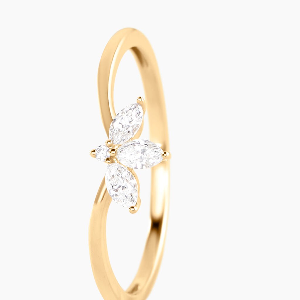 Bague Valkyries Or Jaune Diamant Synth&eacute;tique - Bagues avec pierre Femme | Histoire d&rsquo;Or