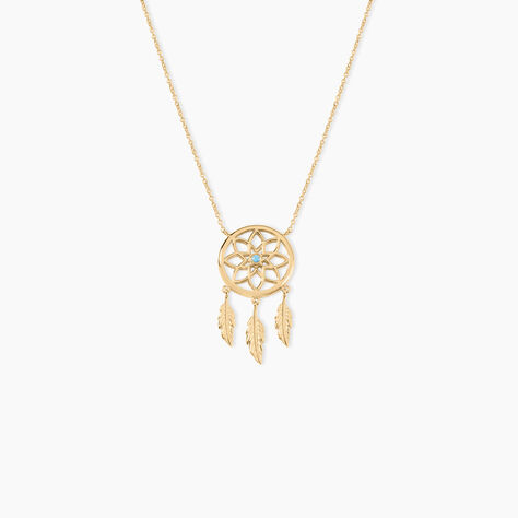 Collier Plaqué Or Jaune Attrape Rêves Turquoise - Colliers Femme | Histoire d’Or