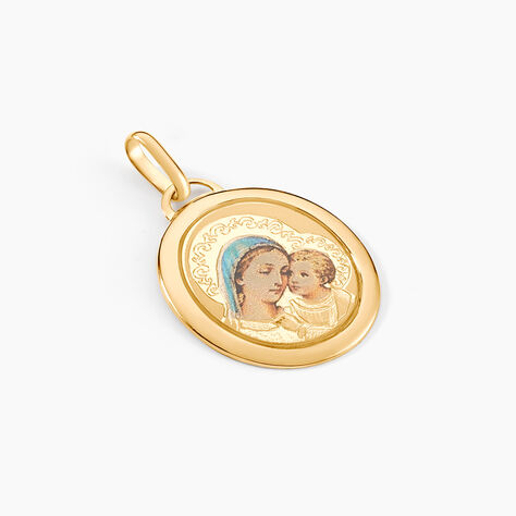 Pendentif Maryame Vierge A L'enfant Ovale Or Jaune - Pendentifs Bapt&ecirc;me Famille | Histoire d&rsquo;Or