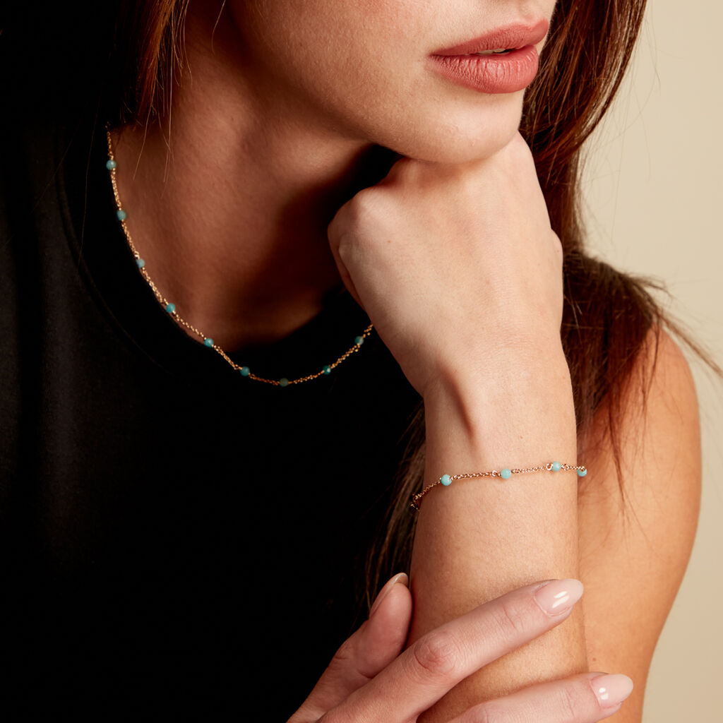 Bracelet Calliope Plaqué Or Doré Amazonite - Bracelets Lithothérapie Femme | Histoire d’Or