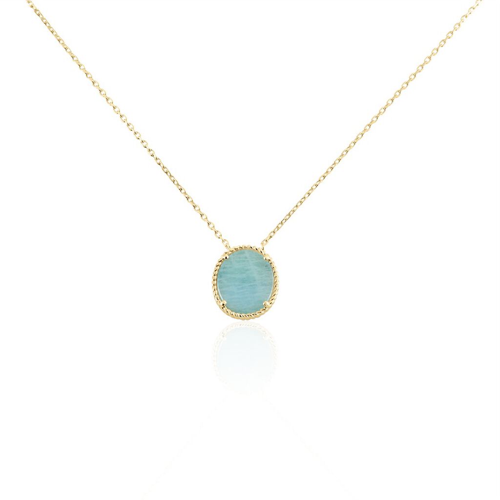Collier Leeve Plaqu&eacute; Or Jaune Amazonite - Colliers Femme | Histoire d&rsquo;Or