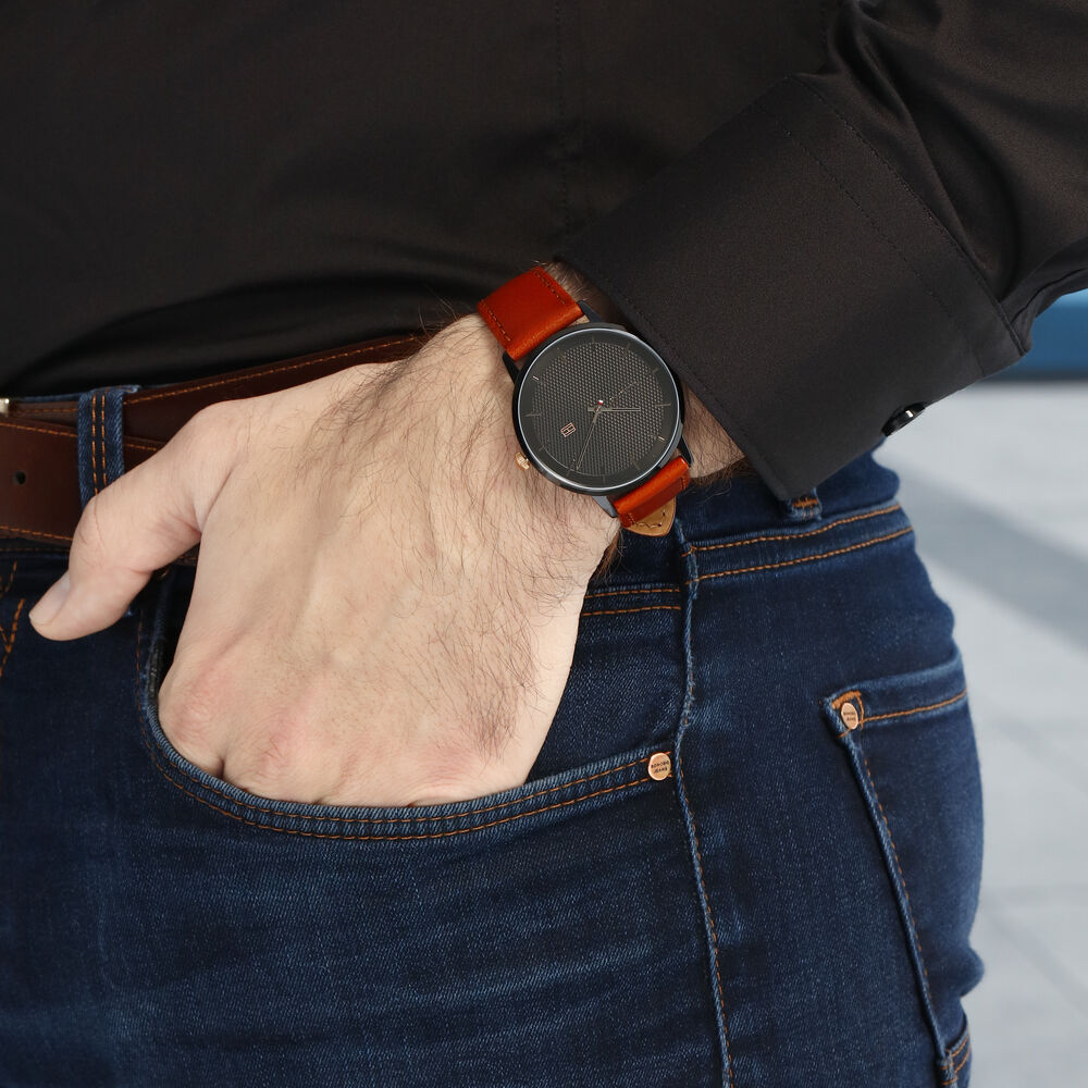 Montre Homme TOMMY HILFIGER en Cuir Marron - - Cleor