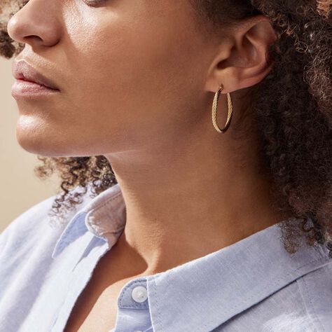 Créoles Acier Doré Pascau - Boucles d'oreilles créoles Femme | Histoire d’Or