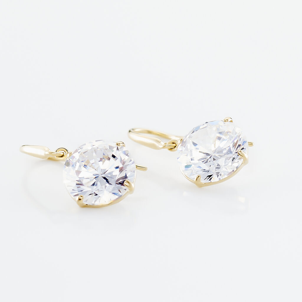 Boucles D'oreilles Pendantes Oxyde Rond Or Jaune Oxyde De Zirconium - Boucles d'oreilles pendantes Femme | Histoire d’Or