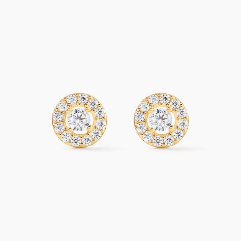 Boucles D'oreilles Puces Tahera Or Jaune Oxyde De Zirconium - Clous d'oreilles Femme | Histoire d&rsquo;Or