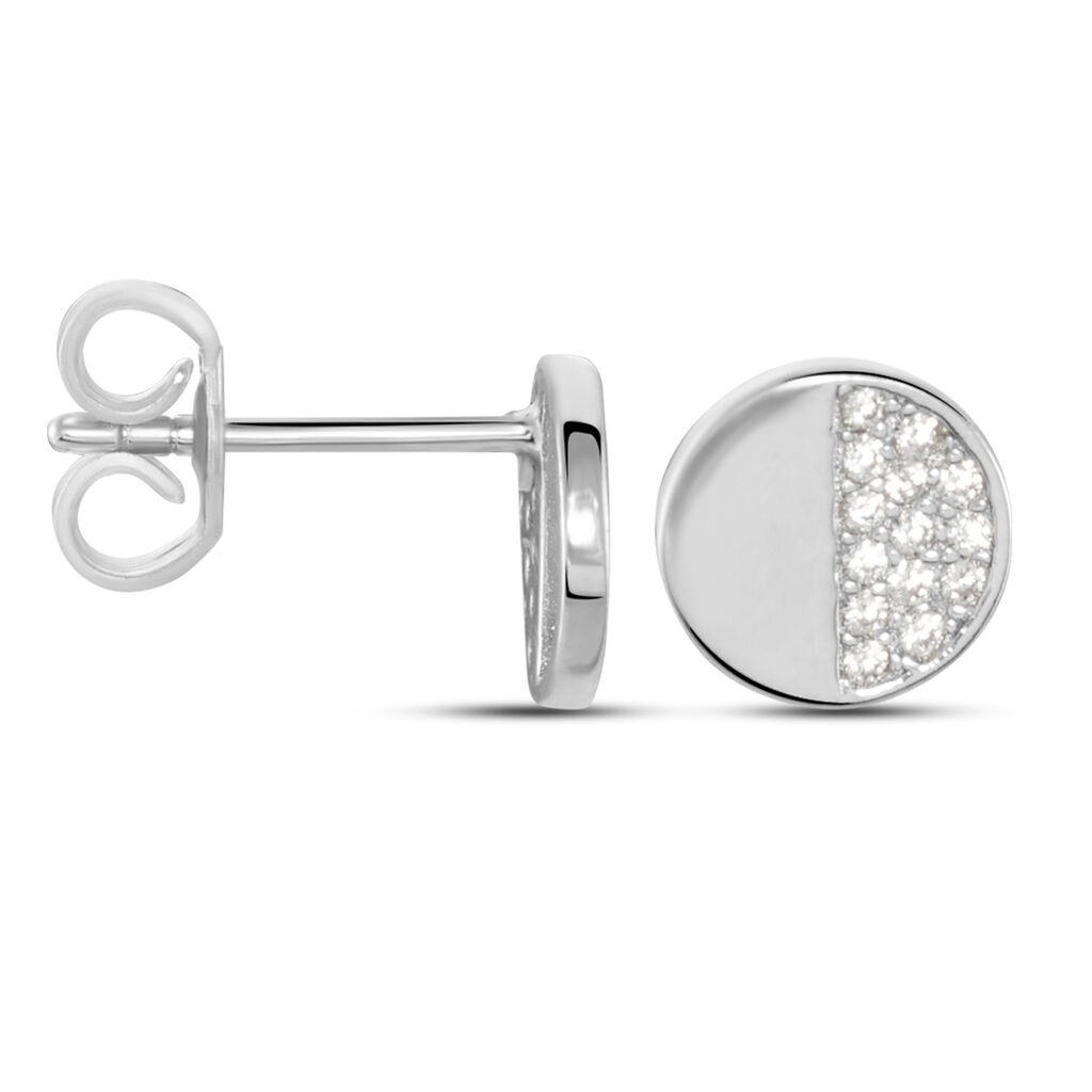 Boucles D'oreilles Puces Argent Blanc Viviano Oxydes De Zirconium - Boucles d'oreilles fantaisie Femme | Histoire d’Or