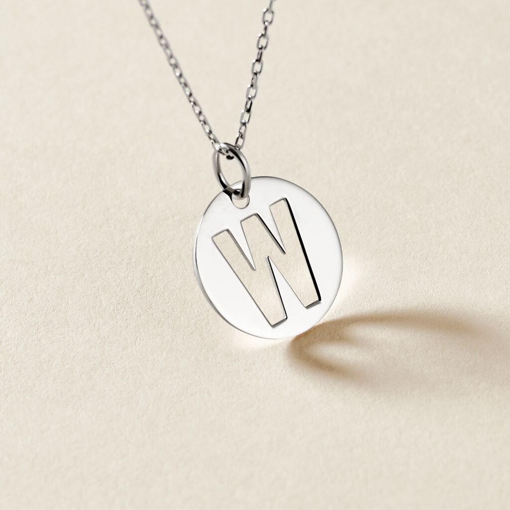 Pendentif Elio W Argent Blanc - Pendentifs Famille | Histoire d&rsquo;Or