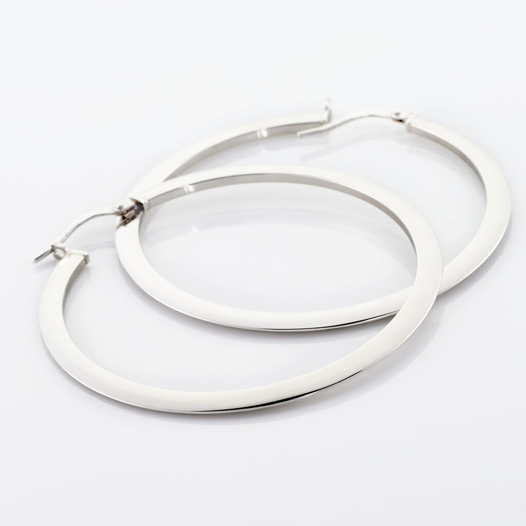 Créoles Argent Blanc Hally - Boucles d'oreilles créoles Femme | Histoire d’Or