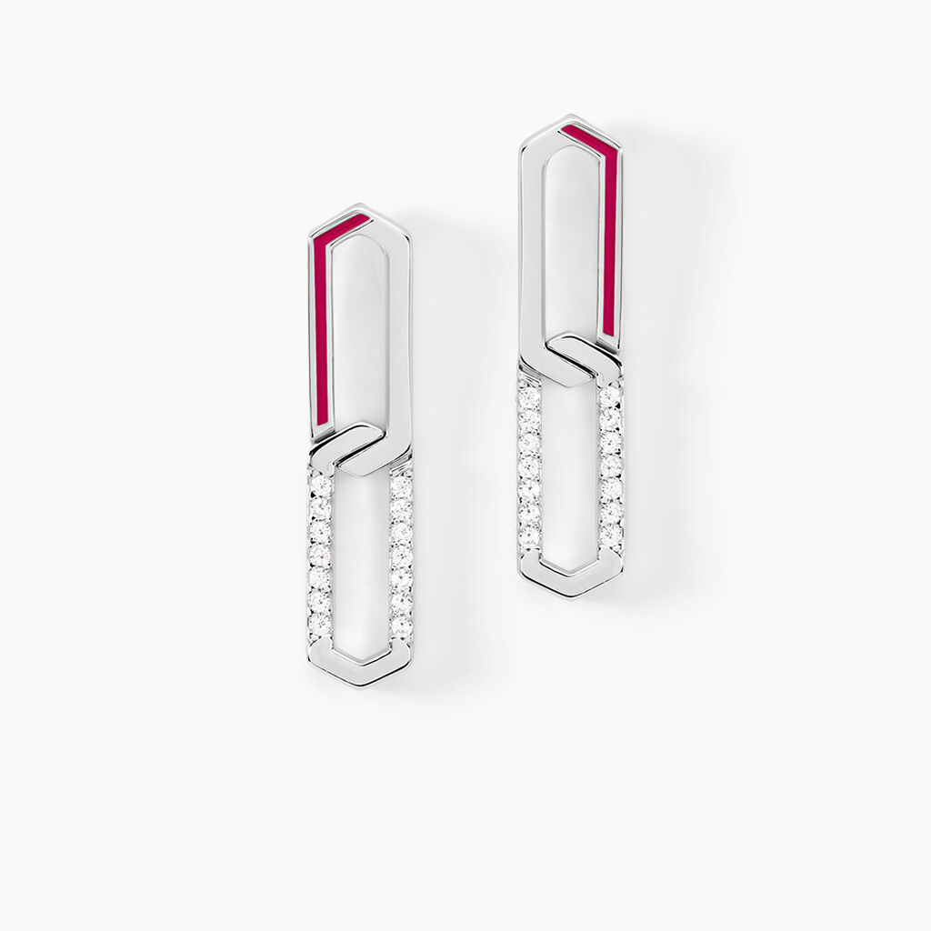 Boucles D'oreilles Pendantes Infini Pop Argent Blanc Oxyde Zirconium - Boucles d'oreilles fantaisie Femme | Histoire d&rsquo;Or