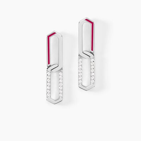 Boucles D'oreilles Pendantes Infini Pop Argent Blanc Oxyde Zirconium - Boucles d'oreilles fantaisie Femme | Histoire d&rsquo;Or