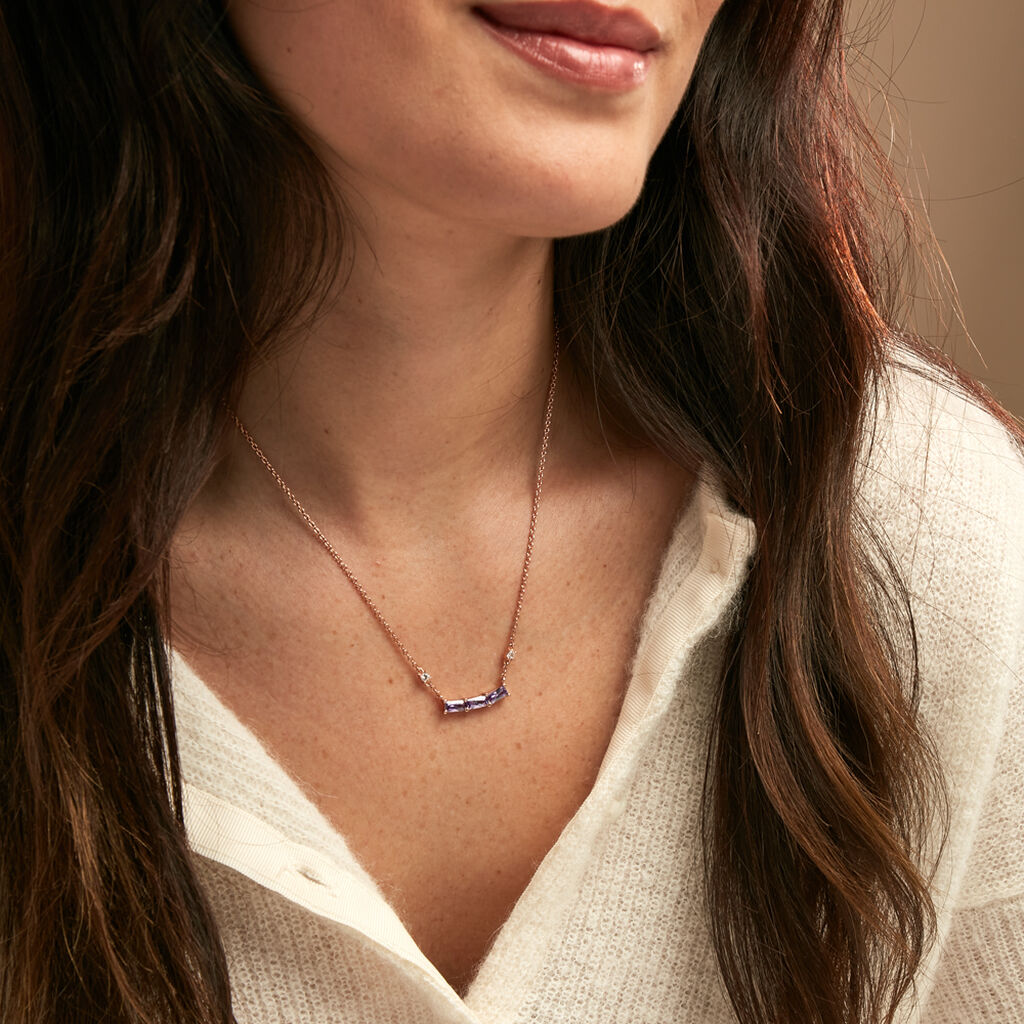 Collier Purple Mood Argent Rose Oxyde De Zirconium - Colliers fantaisie Femme | Histoire d’Or