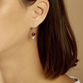 Boucles D'oreilles Pendantes Hilarionne Argent Blanc Ambre - Boucles d'oreilles fantaisie Femme | Histoire d’Or