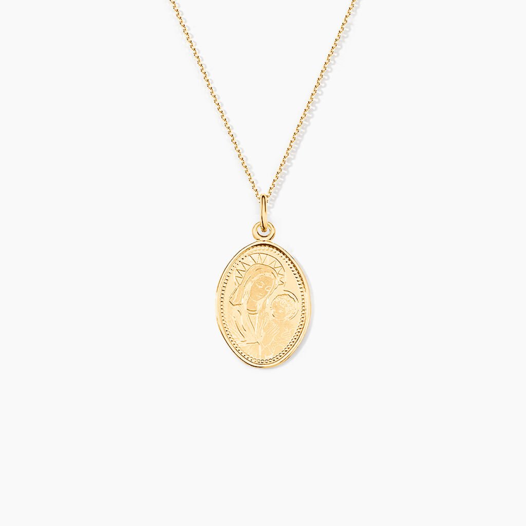 Pendentif Or Jaune Vierge A L'enfant - Pendentifs Bapt&ecirc;me Famille | Histoire d&rsquo;Or