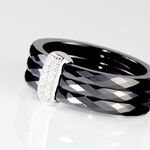 Bague Ceramik Design Argent Blanc Oxyde De Zirconium Et C&eacute;ramique - Bagues avec pierre Femme | Histoire d&rsquo;Or