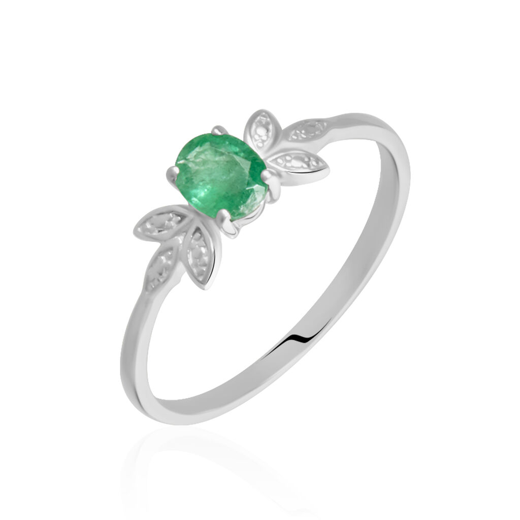 Bague Or Blanc Febe Emeraude - Bagues solitaires Femme | Histoire d&rsquo;Or