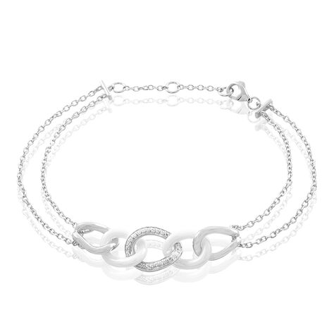 Bracelet Link Argent Blanc Céramique Et Oxyde De Zirconium - Bracelets Femme | Histoire d’Or