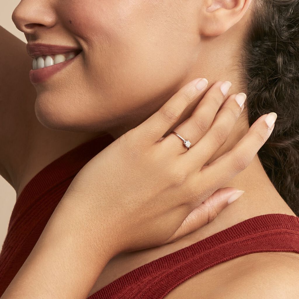 Bague Sandrine Or Blanc Diamant - Bagues avec pierre Femme | Histoire d’Or