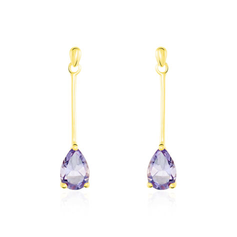 Boucles D'oreilles Pendantes Goutte Or Jaune Amethyste - Boucles d'oreilles pendantes Femme | Histoire d’Or