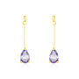 Boucles D'oreilles Pendantes Goutte Or Jaune Amethyste