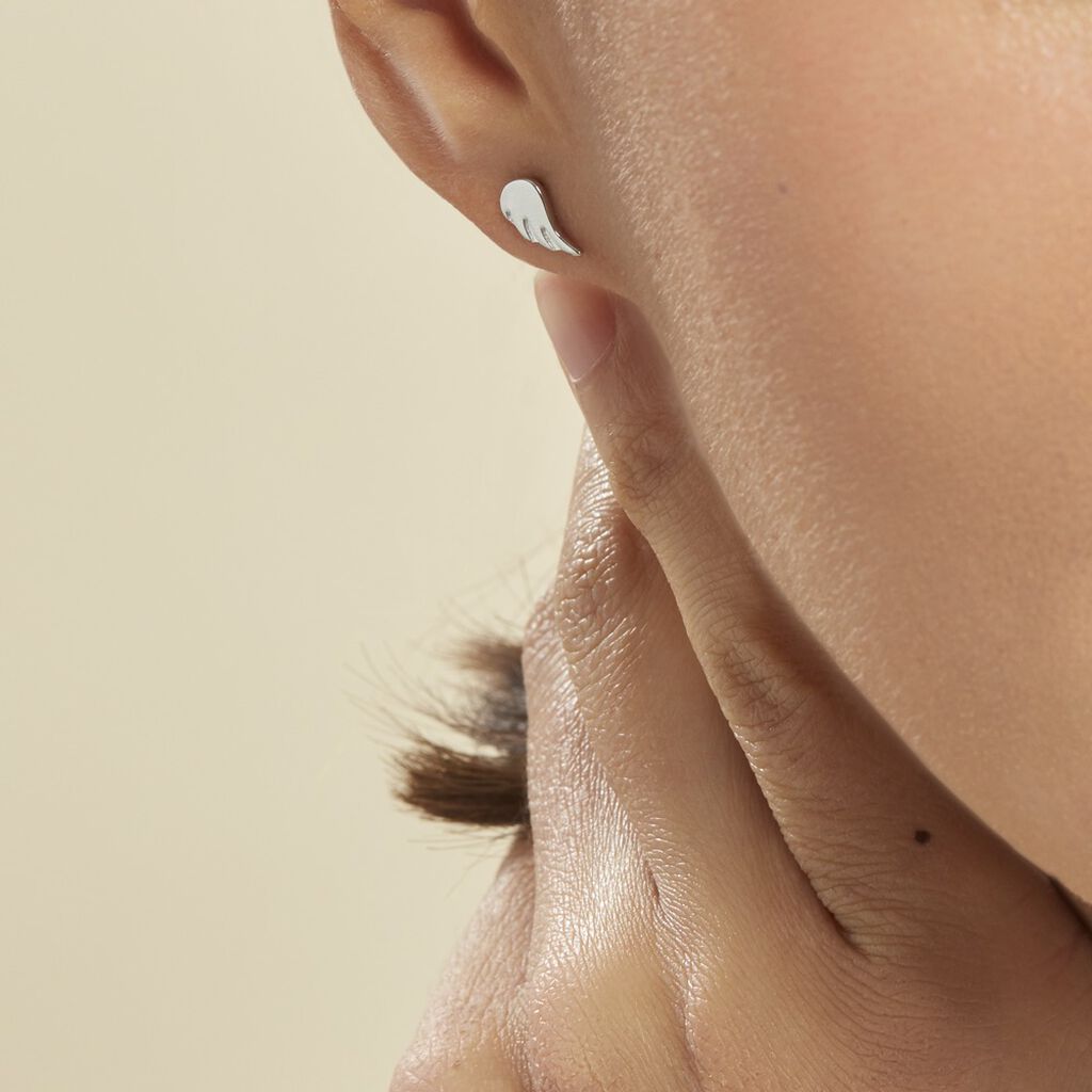 Boucles D'oreilles Puces Kayli Argent Blanc - Boucles d'oreilles fantaisie Femme | Histoire d’Or