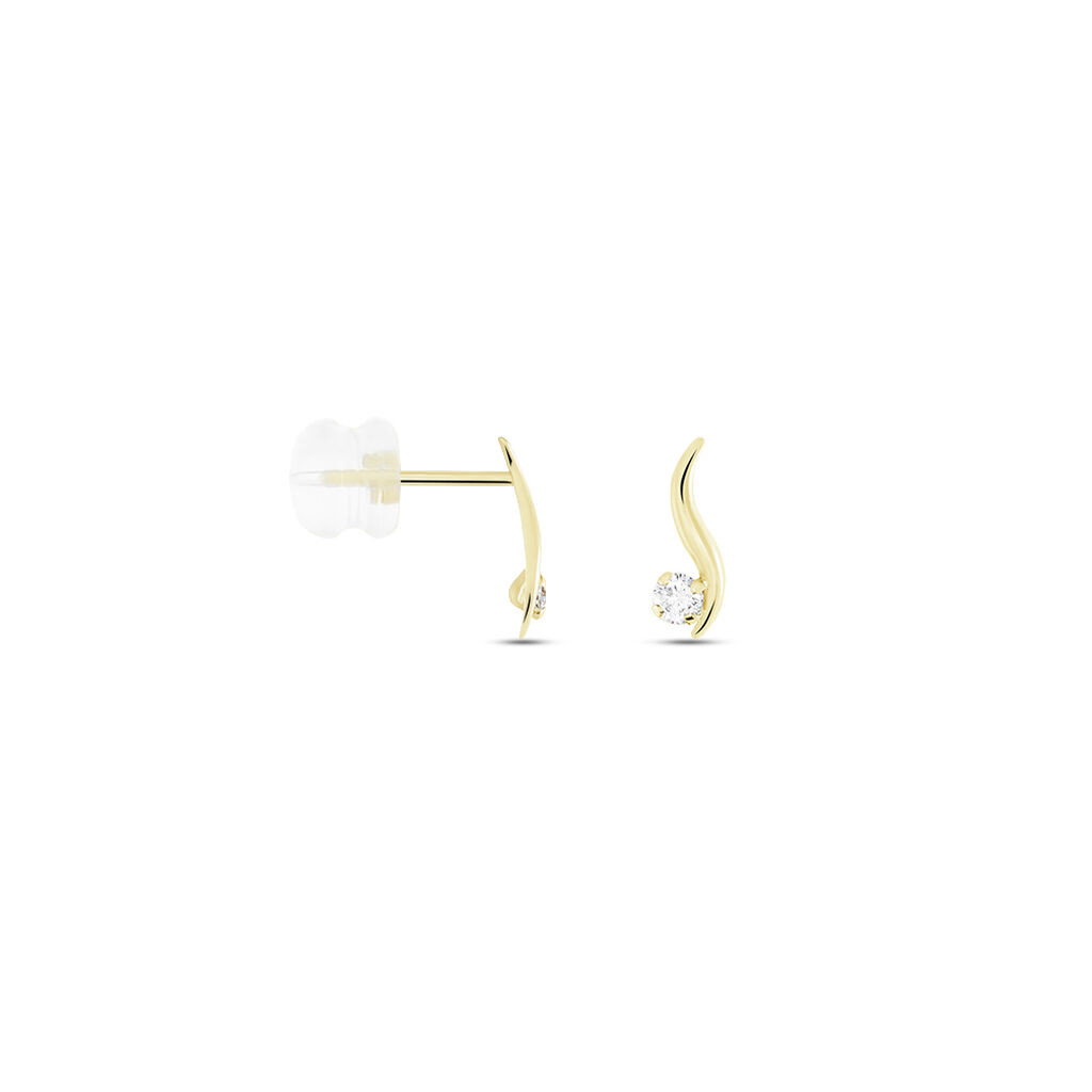 Boucles D'oreilles Puces Beryl Virgule Or Jaune Oxyde De Zirconium - Clous d'oreilles Femme | Histoire d’Or