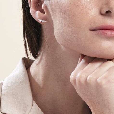 Boucles D'oreilles Puces Alma Argent Blanc Oxyde De Zirconium - Boucles d'oreilles fantaisie Femme | Histoire d’Or