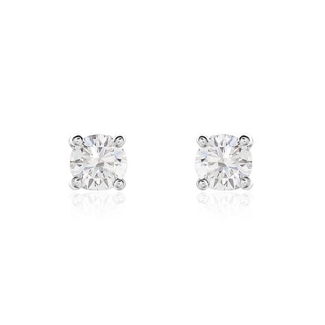 Boucles D'oreilles Puces Or Blanc Victoria Diamant - Clous d'oreilles Femme | Histoire d’Or