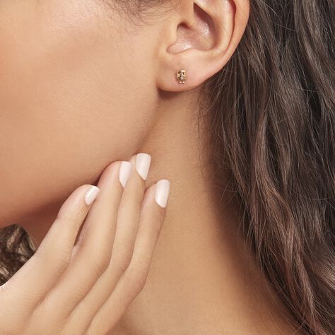 Boucles D'oreilles Puces Helois Hibou Or Jaune Oxyde De Zirconium - Clous d'oreilles Femme | Histoire d’Or