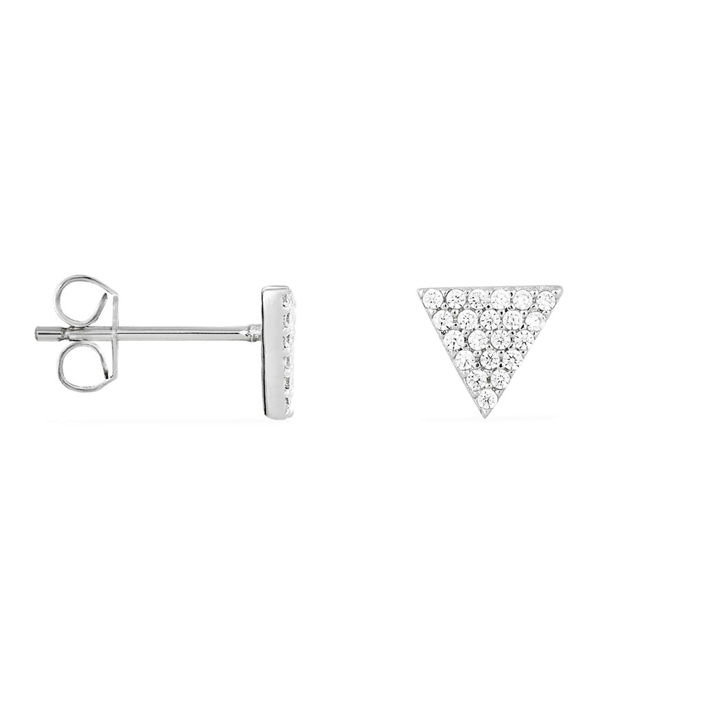 Boucles D'oreilles Puces Brendana Argent Blanc Oxyde De Zirconium - Boucles d'oreilles fantaisie Femme | Histoire d’Or