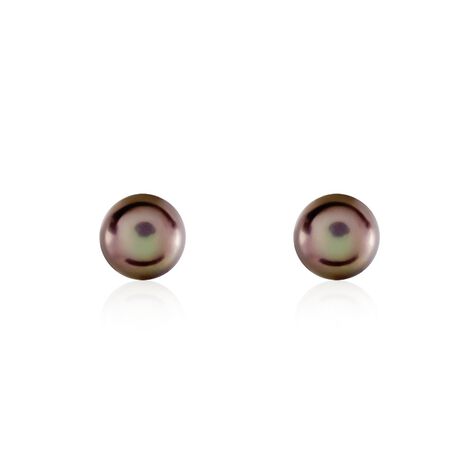 Boucles D'oreilles Puces Micaelle Teintees Or Jaune Perle De Culture - Clous d'oreilles Femme | Histoire d’Or