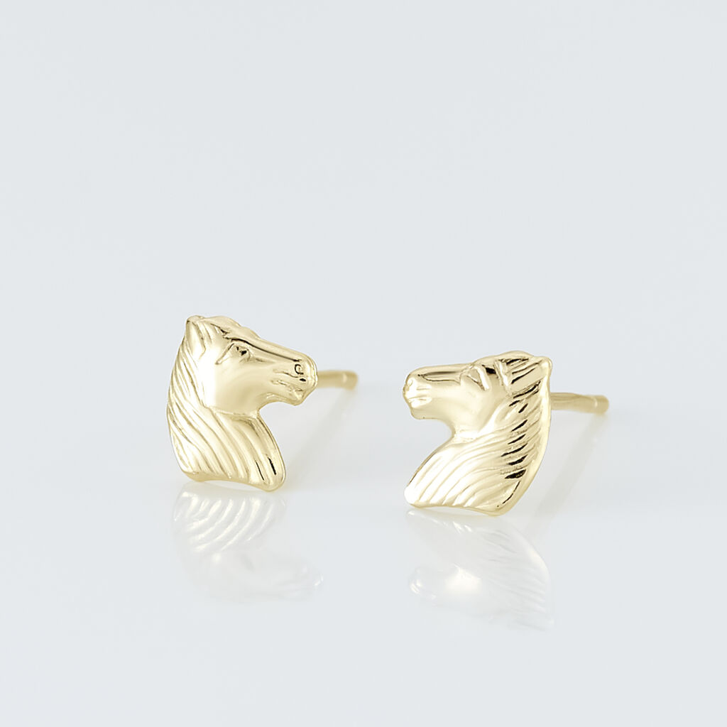 Boucles D'oreilles Puces Freyia Cheval Or Jaune - Clous d'oreilles Femme | Histoire d’Or