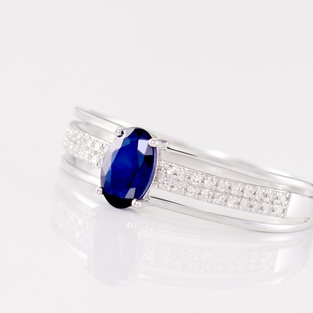 Bague Or Blanc Enea Saphir Diamants - Bagues avec pierre Femme | Histoire d’Or