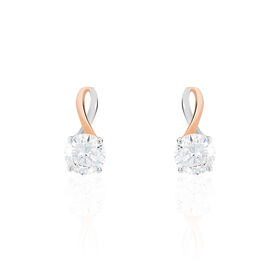 Boucles D'oreilles Pendantes Micheline Or Bicolore Oxyde De Zirconium - Boucles d'oreilles pendantes Femme | Histoire d’Or