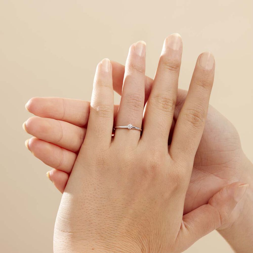 Bague Solitaire Natalia Or Blanc Diamant - Bagues solitaires Femme | Histoire d’Or