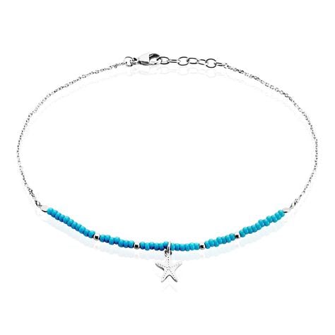 Chaîne De Cheville Argent Blanc Noga Miyuki - Chaînes de cheville Femme | Histoire d’Or
