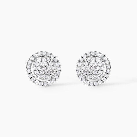 Boucles D'oreilles Puces Or Blanc Nawra Diamants Synth&eacute;tiques - Clous d'oreilles Femme | Histoire d&rsquo;Or