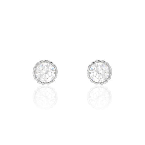 Boucles D'oreilles Puces Kadidia Or Blanc Oxyde De Zirconium - Clous d'oreilles Femme | Histoire d’Or