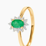 Bague Vladimir Or Jaune  Emeraude Diamants - Bagues solitaires Femme | Histoire d&rsquo;Or